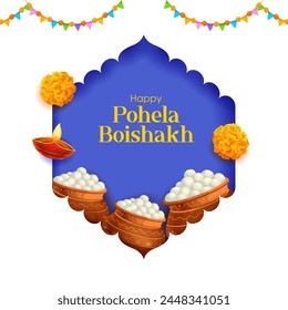 illustration of greeting background for Pohela Boishakh, Bengali Happy New Year celebrated in West Bengal and Bangladesh