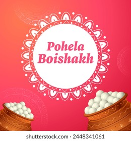 illustration of greeting background for Pohela Boishakh, Bengali Happy New Year celebrated in West Bengal and Bangladesh