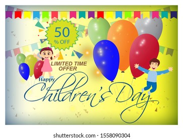 Illustration of greeting /banner for Children's day. It is celebrated on 14 November in India.