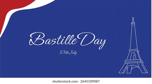 The Illustration of greeting card for bastille day