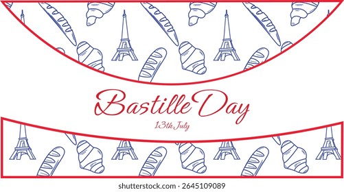 The Illustration of greeting card for bastille day