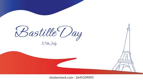 The Illustration of greeting card for bastille day