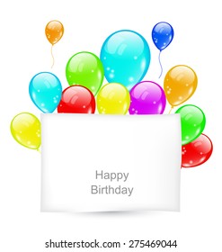 Illustration Greeting Card with Colorful Balloons for Happy Birthday - vector