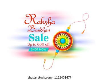 illustration of greeting card with decorative Rakhi, graphic vector design for an Indian festival - Raksha Bandhan.