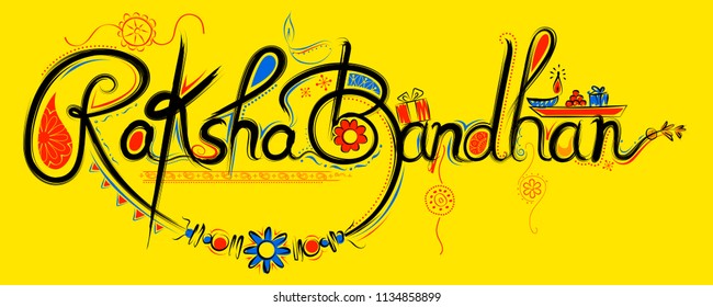 illustration of greeting card with decorative Rakhi for Raksha Bandhan, Indian festival of brother and sister bonding celebration