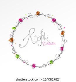 illustration of greeting card with decorative Rakhi for Raksha Bandhan, Indian festival for brother and sister bonding celebration card with nice creative vector background.