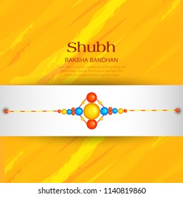 illustration of greeting card with decorative Rakhi for Raksha Bandhan, Indian festival for brother and sister bonding celebration card with nice creative vector background.