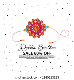 illustration of greeting card with decorative Rakhi for Raksha Bandhan, Indian festival for brother and sister bonding celebration card with nice creative vector background.