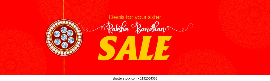 illustration of greeting card with decorative Rakhi for Raksha Bandhan