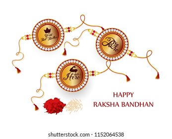 illustration of greeting card with decorative Rakhi for Raksha Bandhan