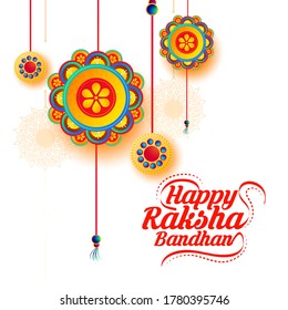 illustration of greeting card with decorative Rakhi for Raksha Bandhan, Indian brother and sister festival Raksha Bandhan 
