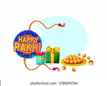 illustration of greeting card with decorative Rakhi for Raksha Bandhan, Indian brother and sister festival Raksha Bandhan 