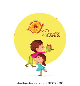 illustration of greeting card with decorative Rakhi for Raksha Bandhan, Indian brother and sister festival Raksha Bandhan 