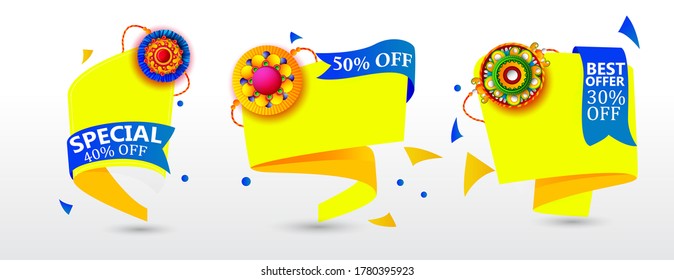 illustration of greeting card with decorative Rakhi for Raksha Bandhan, Indian brother and sister festival Raksha Bandhan 