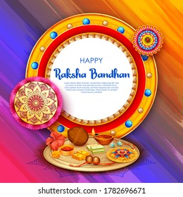 illustration of greeting card with decorative Rakhi for Raksha Bandhan, Indian festival