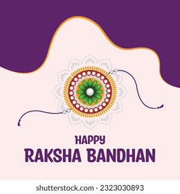 illustration of greeting card with decorative Rakhi for Raksha Bandhan, Indian festival.