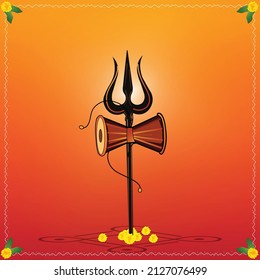 illustration of the greeting card for Maha Shivaratri, the Hindu festival celebrated by Lord Shiva, Trishul