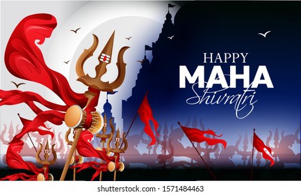 illustration of Greeting card for maha  Shivratri, a Hindu festival celebrated of Lord Shiva