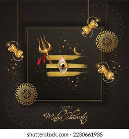 illustration of Greeting card for maha Shivratri, a Hindu festival celebrated of Lord Shiva background vector banner poster creative flyer