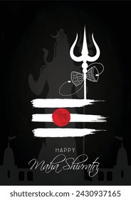 illustration of Greeting card for maha Shivratri, a Hindu festival celebrated of Lord Shiva background vector banner poster creative flyer