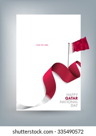Illustration greeting card with Qatar Flag for National Day - vector