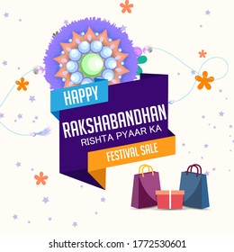 illustration of greeting card for Raksha Bandhan, Indian festival of rakhi celebration, Vector Illustration.