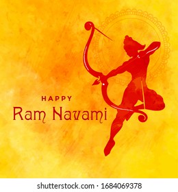 ilustración de la tarjeta de saludo para Ram Navami , un festival hindú celebrado de Lord Ram con fondo de color de agua 