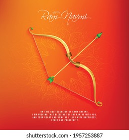 illustration of Greeting card for Ram Navami , a Hindu festival celebrated of Lord Ram, background, greeting card , poster,  banner design 