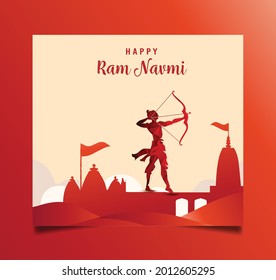 illustration of Greeting card for Ram Navami , a Hindu festival celebrated of Lord Ram, background, greeting card , poster,  banner design 