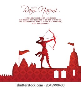 illustration of Greeting card for Ram Navami , a Hindu festival celebrated of Lord Ram, background, greeting card , poster,  banner design 