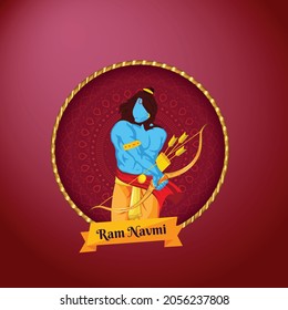 illustration of Greeting card for Ram Navami , a Hindu festival celebrated of Lord Ram, background, greeting card , poster,  banner design 