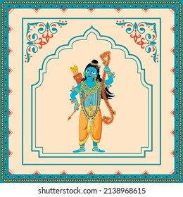 illustration of Greeting card for Ram Navami , a Hindu festival celebrated of Lord Ram background, greeting card , poster