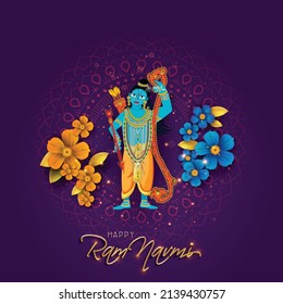 illustration of Greeting card for Ram Navami , a Hindu festival celebrated of Lord Ram, background, greeting card , poster,  banner design 