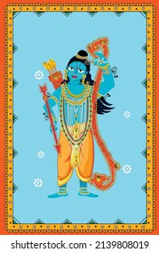 illustration of Greeting card for Ram Navami , a Hindu festival celebrated of Lord Ram, background, greeting card , poster,  banner design 