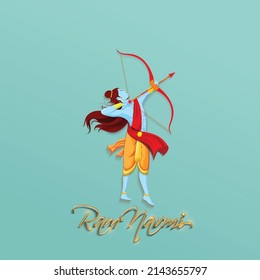 illustration of Greeting card for Ram Navami , a Hindu festival celebrated of Lord Ram, background, greeting card , poster,  banner design 