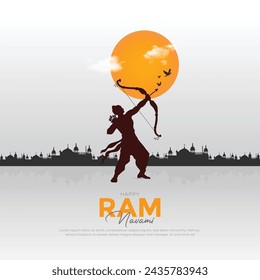 Ilustración de Tarjeta de felicitación para Ram Navami , un festival hindú celebrado de Lord Ram, fondo, tarjeta de felicitación , afiche, diseño de banner.