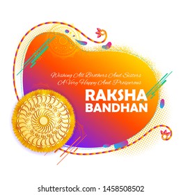 illustration of greeting card and template banner for sales promotion advertisement with decorative Rakhi for Raksha Bandhan, Indian festival for brother and sister bonding celebration