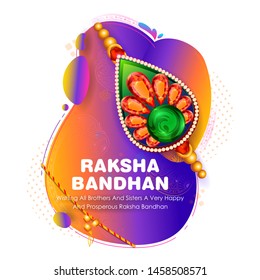 illustration of greeting card and template banner for sales promotion advertisement with decorative Rakhi for Raksha Bandhan, Indian festival for brother and sister bonding celebration