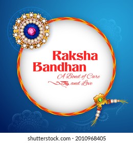 illustration of greeting card and template banner for sales promotion advertisement with decorative Rakhi for Raksha Bandhan, Indian festival for brother and sister bonding celebration