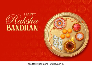 illustration of greeting card and template banner for sales promotion advertisement with decorative Rakhi for Raksha Bandhan, Indian festival for brother and sister bonding celebration