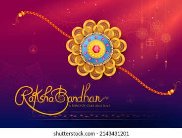 illustration of greeting card and template banner for sales promotion advertisement with decorative Rakhi for Raksha Bandhan, Indian festival for brother and sister bonding celebration