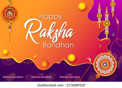 illustration of greeting card and template banner for sales promotion advertisement with decorative Rakhi for Raksha Bandhan, Indian festival for brother and sister bonding celebration