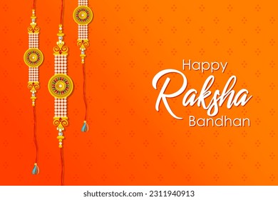 illustration of greeting card and template banner for sales promotion advertisement with decorative Rakhi for Raksha Bandhan, Indian festival for brother and sister bonding celebration