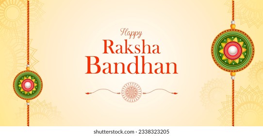 illustration of greeting card and template banner for sales promotion advertisement with decorative Rakhi for Raksha Bandhan, Indian festival for brother and sister bonding celebration