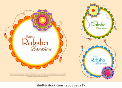 illustration of greeting card and template banner for sales promotion advertisement with decorative Rakhi for Raksha Bandhan, Indian festival for brother and sister bonding celebration