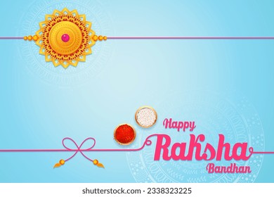 illustration of greeting card and template banner for sales promotion advertisement with decorative Rakhi for Raksha Bandhan, Indian festival for brother and sister bonding celebration