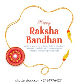 Ilustración de la tarjeta de felicitación y el Anuncio de la Plantilla para la publicidad de la promoción de las ventas con el Rakhi decorativo para Raksha Bandhan, festival indio para la celebración del lazo del hermano y de la hermana