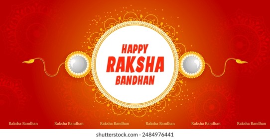 illustration of greeting card and template banner for sales promotion advertisement with decorative Rakhi for Raksha Bandhan, Indian festival for brother and sister bonding celebration