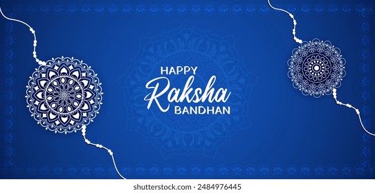 illustration of greeting card and template banner for sales promotion advertisement with decorative Rakhi for Raksha Bandhan, Indian festival for brother and sister bonding celebration