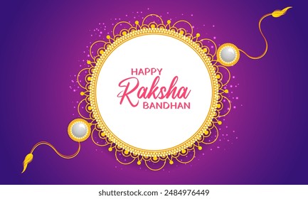 illustration of greeting card and template banner for sales promotion advertisement with decorative Rakhi for Raksha Bandhan, Indian festival for brother and sister bonding celebration